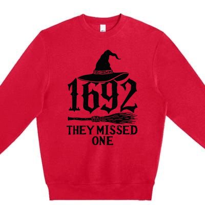 1692 They Missed One Halloween Feminist Witch Trials Premium Crewneck Sweatshirt