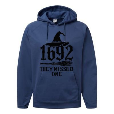 1692 They Missed One Halloween Feminist Witch Trials Performance Fleece Hoodie