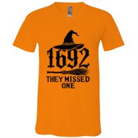 1692 They Missed One Halloween Feminist Witch Trials V-Neck T-Shirt