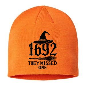 1692 They Missed One Halloween Feminist Witch Trials Sustainable Beanie