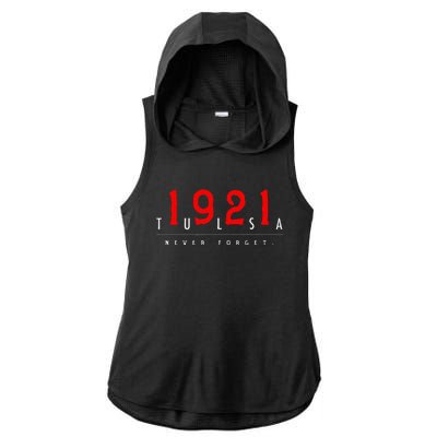 1921 Tulsa Oklahoma Black Wall Street Never Forget Ladies PosiCharge Tri-Blend Wicking Draft Hoodie Tank