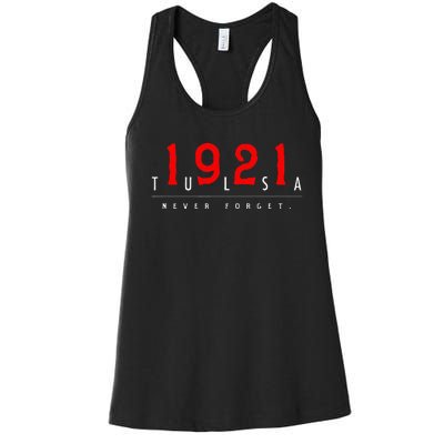 1921 Tulsa Oklahoma Black Wall Street Never Forget Women's Racerback Tank