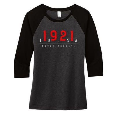 1921 Tulsa Oklahoma Black Wall Street Never Forget Women's Tri-Blend 3/4-Sleeve Raglan Shirt