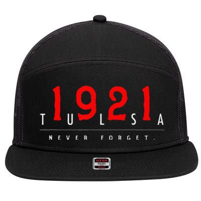 1921 Tulsa Oklahoma Black Wall Street Never Forget Graphic 7 Panel Mesh Trucker Snapback Hat