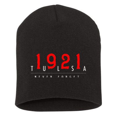 1921 Tulsa Oklahoma Black Wall Street Never Forget Graphic Short Acrylic Beanie