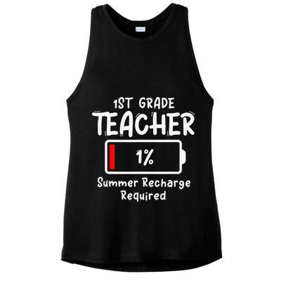 1st-Grade Teacher Summer Recharge Required Last Day School Ladies PosiCharge Tri-Blend Wicking Tank