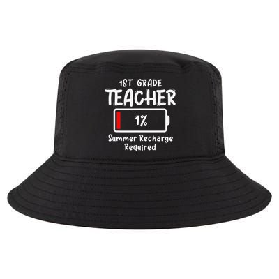 1st-Grade Teacher Summer Recharge Required Last Day School Cool Comfort Performance Bucket Hat