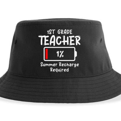 1st-Grade Teacher Summer Recharge Required Last Day School Sustainable Bucket Hat