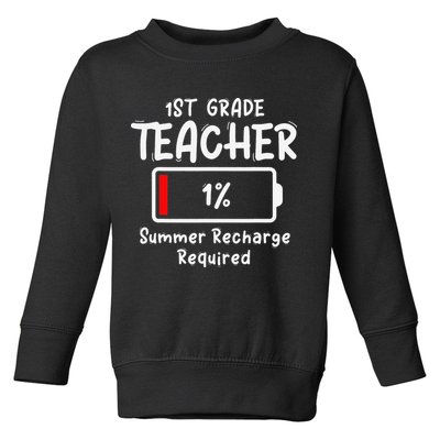 1st-Grade Teacher Summer Recharge Required Last Day School Toddler Sweatshirt