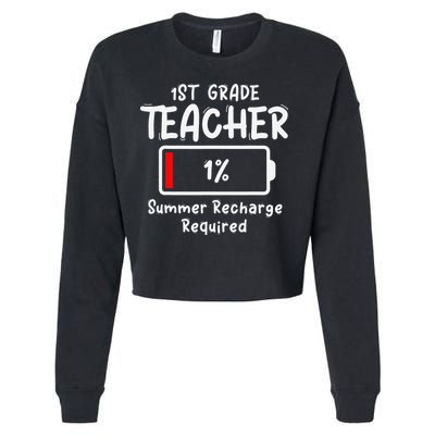 1st-Grade Teacher Summer Recharge Required Last Day School Cropped Pullover Crew