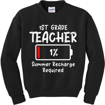 1st-Grade Teacher Summer Recharge Required Last Day School Kids Sweatshirt