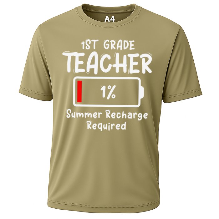 1st-Grade Teacher Summer Recharge Required Last Day School Cooling Performance Crew T-Shirt