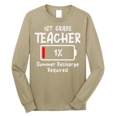 1st-Grade Teacher Summer Recharge Required Last Day School Long Sleeve Shirt