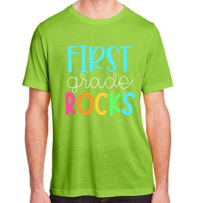 1st Teacher Team First Grade Rocks First Day Of Back To School Adult ChromaSoft Performance T-Shirt