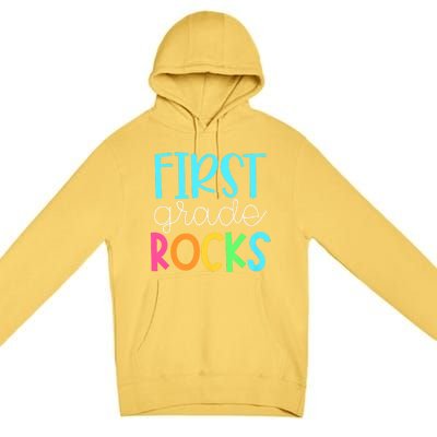 1st Teacher Team First Grade Rocks First Day Of Back To School Premium Pullover Hoodie