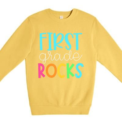 1st Teacher Team First Grade Rocks First Day Of Back To School Premium Crewneck Sweatshirt