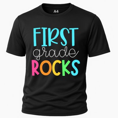 1st Teacher Team First Grade Rocks First Day Of Back To School Cooling Performance Crew T-Shirt