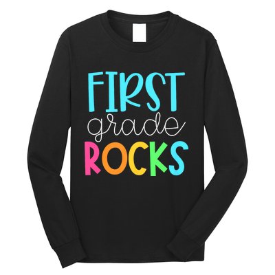 1st Teacher Team First Grade Rocks First Day Of Back To School Long Sleeve Shirt