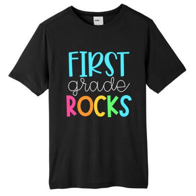 1st Teacher Team First Grade Rocks First Day Of Back To School Tall Fusion ChromaSoft Performance T-Shirt