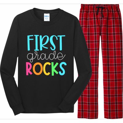 1st Teacher Team First Grade Rocks First Day Of Back To School Long Sleeve Pajama Set