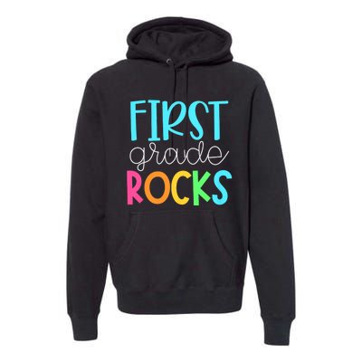 1st Teacher Team First Grade Rocks First Day Of Back To School Premium Hoodie