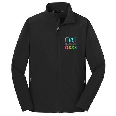 1st Teacher Team First Grade Rocks First Day Of Back To School Core Soft Shell Jacket