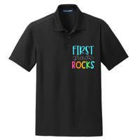 1st Teacher Team First Grade Rocks First Day Of Back To School Dry Zone Grid Polo