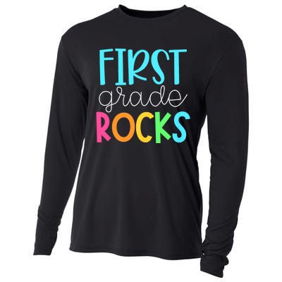 1st Teacher Team First Grade Rocks First Day Of Back To School Cooling Performance Long Sleeve Crew