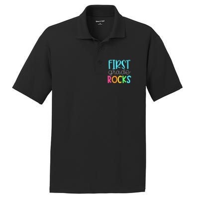 1st Teacher Team First Grade Rocks First Day Of Back To School PosiCharge RacerMesh Polo