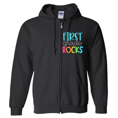 1st Teacher Team First Grade Rocks First Day Of Back To School Full Zip Hoodie