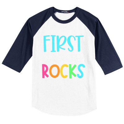 1st Teacher Team First Grade Rocks First Day Of Back To School Baseball Sleeve Shirt