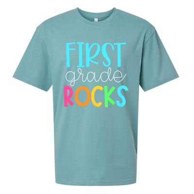 1st Teacher Team First Grade Rocks First Day Of Back To School Sueded Cloud Jersey T-Shirt