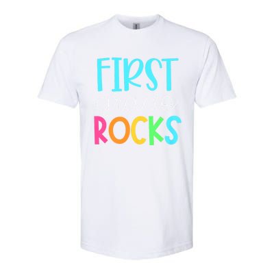 1st Teacher Team First Grade Rocks First Day Of Back To School Softstyle CVC T-Shirt