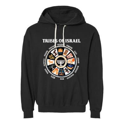 12 Twelve Tribes Of Israel Hebrew Israelite Judah Jerusalem Garment-Dyed Fleece Hoodie