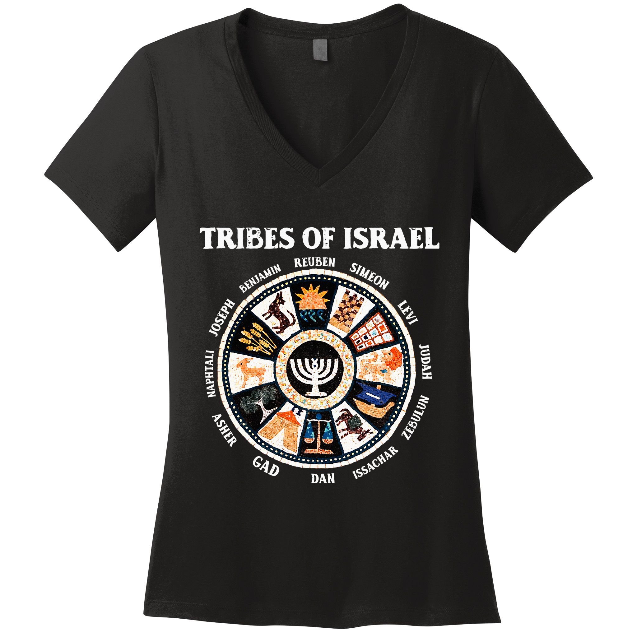 12 Twelve Tribes Of Israel Hebrew Israelite Judah Jerusalem Women's V-Neck T-Shirt