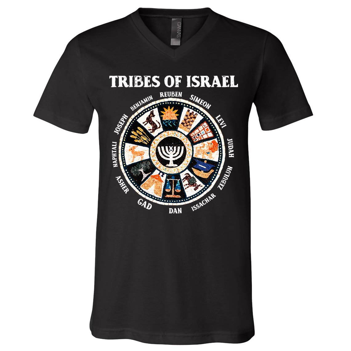 12 Twelve Tribes Of Israel Hebrew Israelite Judah Jerusalem V-Neck T-Shirt