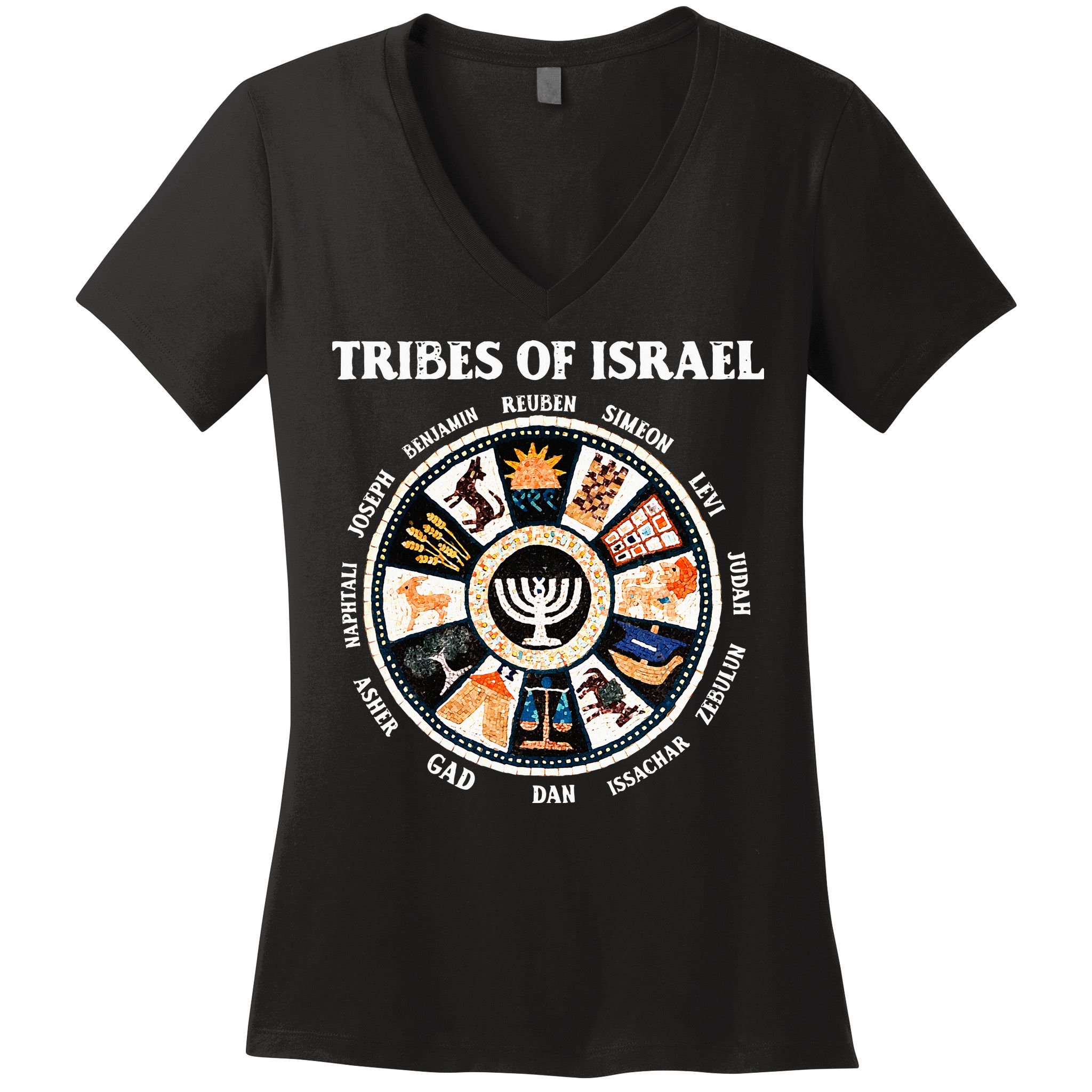 12 Twelve Tribes Of Israel Hebrew Israelite Judah Jerusalem Women's V-Neck T-Shirt