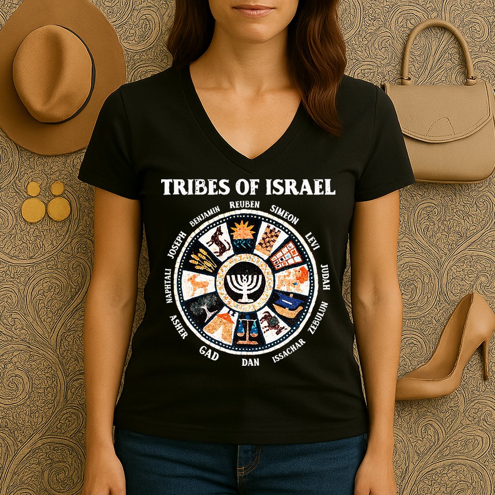 12 Twelve Tribes Of Israel Hebrew Israelite Judah Jerusalem Women's V-Neck T-Shirt