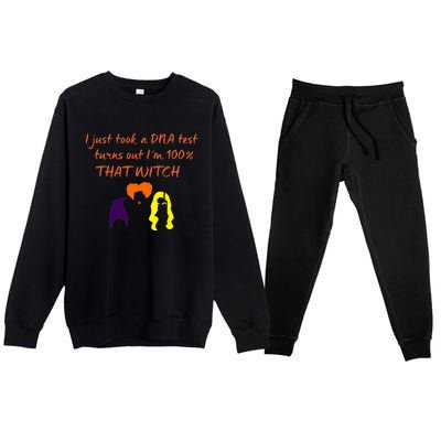 100% That Witch Three Witches Design Halloween Theme Dna Gift Premium Crewneck Sweatsuit Set