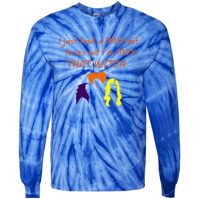 100% That Witch Three Witches Design Halloween Theme Dna Gift Tie-Dye Long Sleeve Shirt