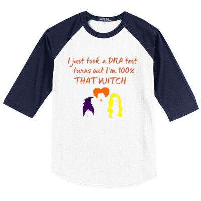 100% That Witch Three Witches Design Halloween Theme Dna Gift Baseball Sleeve Shirt