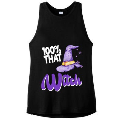 100% That Witch Funny Halloween Ladies PosiCharge Tri-Blend Wicking Tank