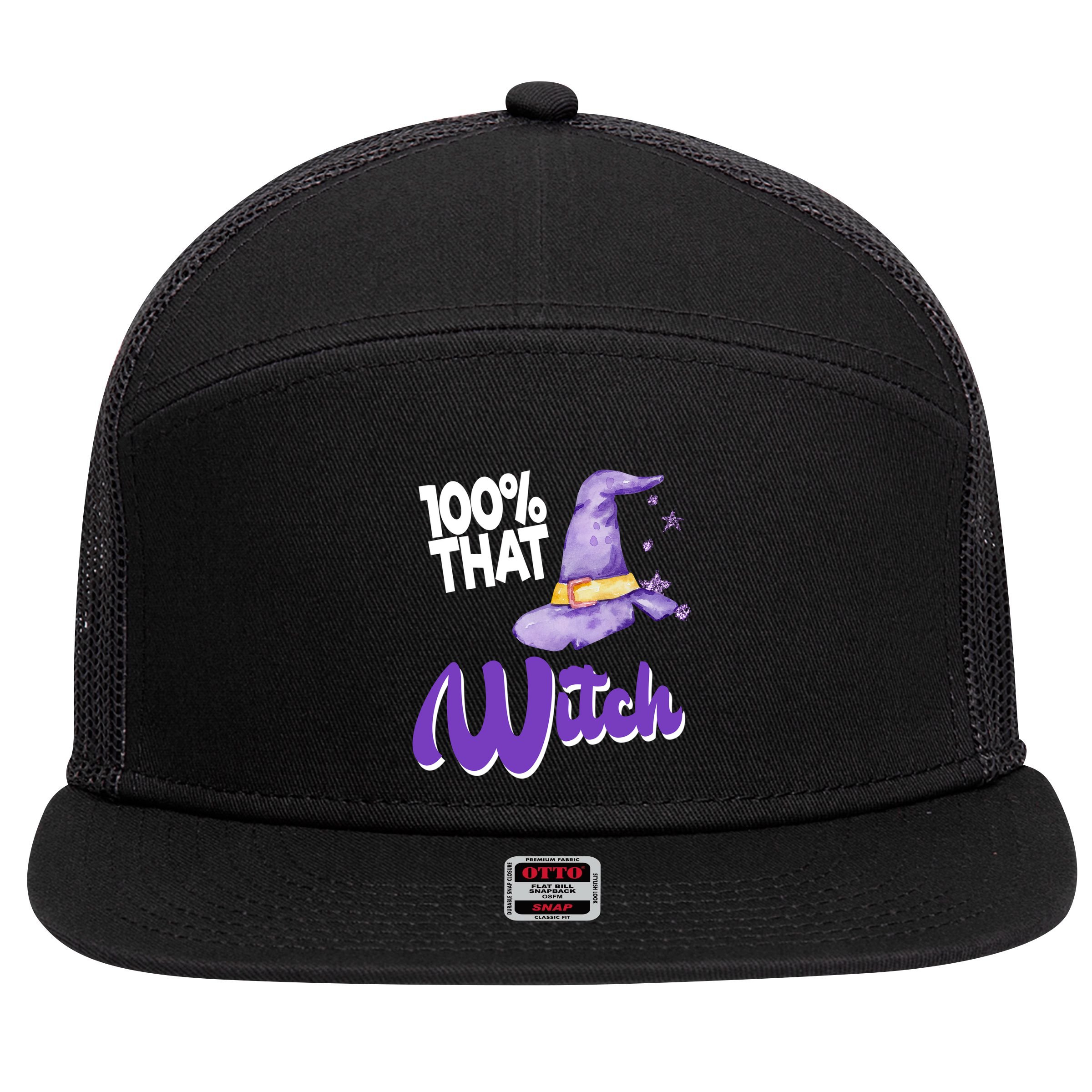 100% That Witch Funny Halloween 7 Panel Mesh Trucker Snapback Hat