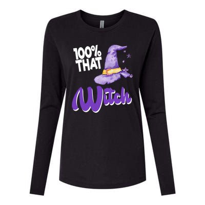 100% That Witch Funny Halloween Womens Cotton Relaxed Long Sleeve T-Shirt