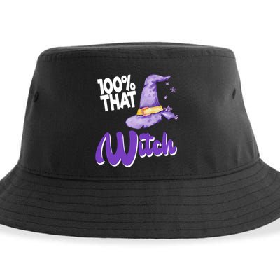 100% That Witch Funny Halloween Sustainable Bucket Hat