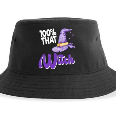 100% That Witch Funny Halloween Sustainable Bucket Hat