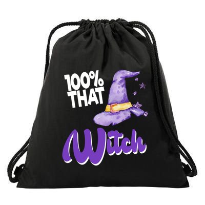 100% That Witch Funny Halloween Drawstring Bag