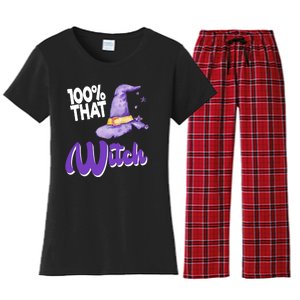 100% That Witch Funny Halloween Women's Flannel Pajama Set