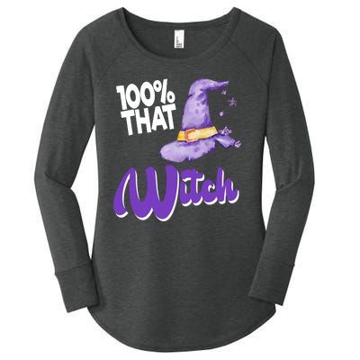 100% That Witch Funny Halloween Women's Perfect Tri Tunic Long Sleeve Shirt