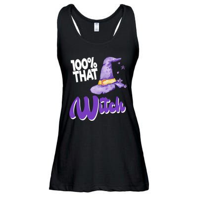 100% That Witch Funny Halloween Ladies Essential Flowy Tank